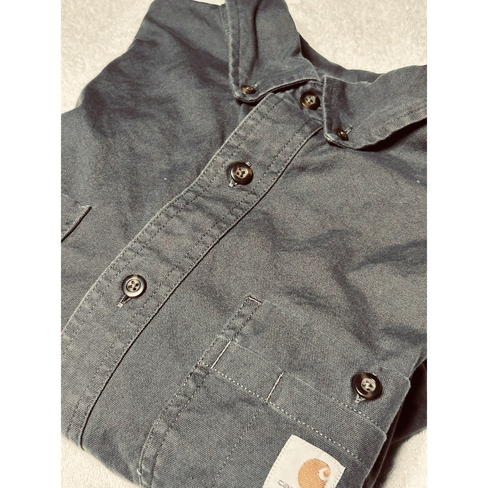Carhartt Rugged Flex Relaxed, Fit Men's XL Work Shirt Short Sleeve Gray Gravel